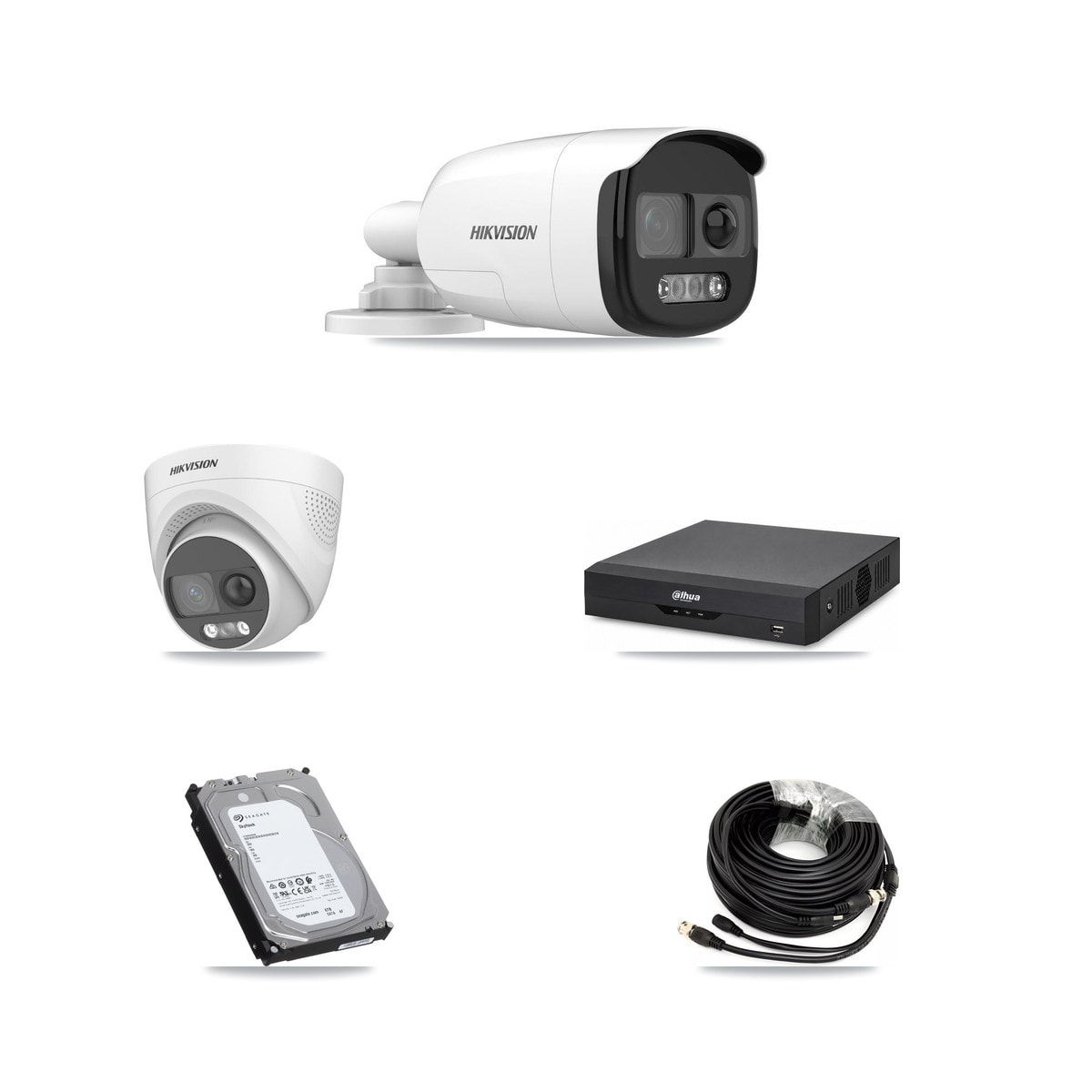 Hikvision & Dahua 4-Channel 5MP CCTV Kit — 3 DS-2CE12KF3T Bullet + 1 DS-2CE72KF3T Turret Cameras + 6TB Recording - Image 1