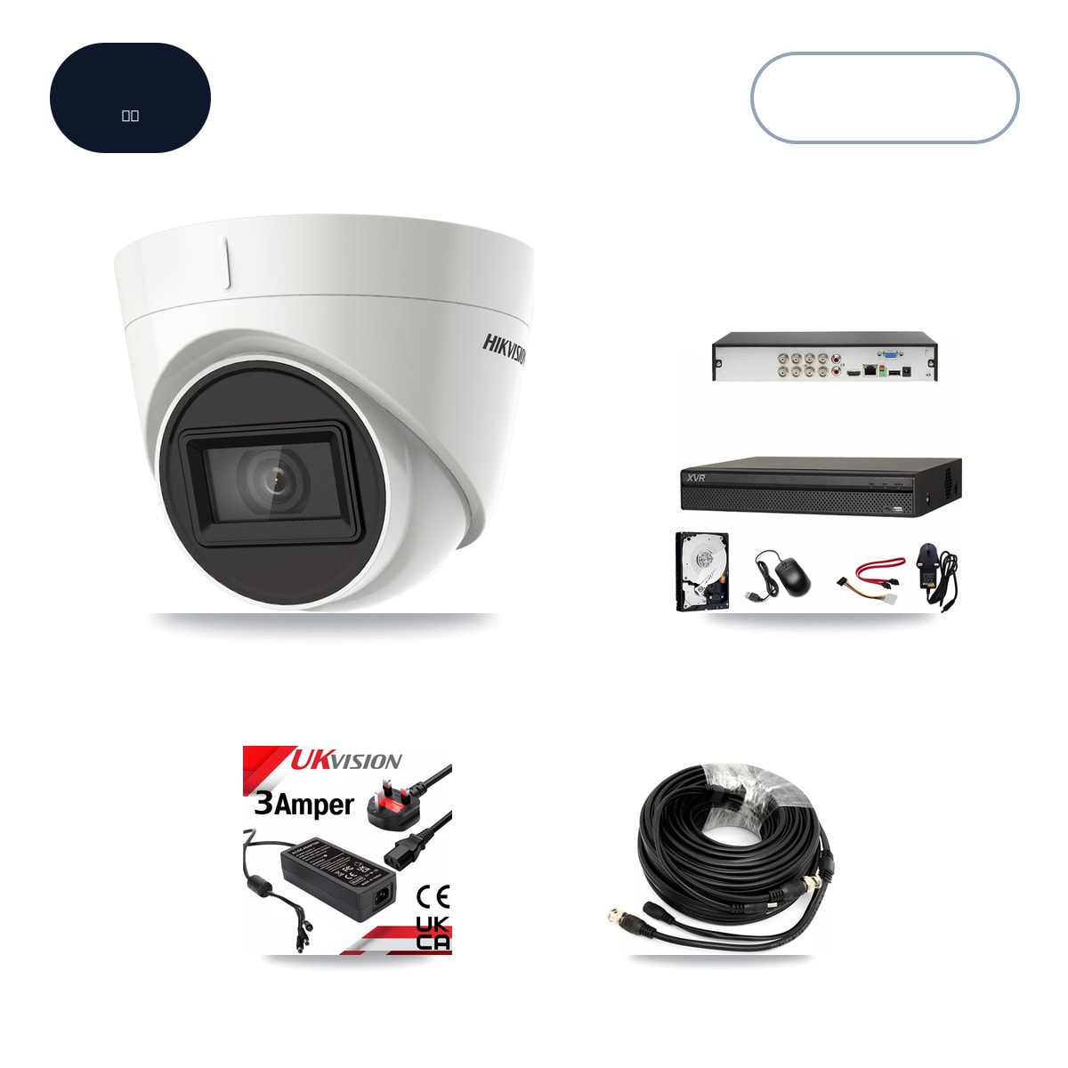 Dahua XVR-3108AD-4K 8-Channel DVR CCTV Kit — 4× Hikvision DS-2CE78U1T-IT3F 4K Cameras + 6TB HDD