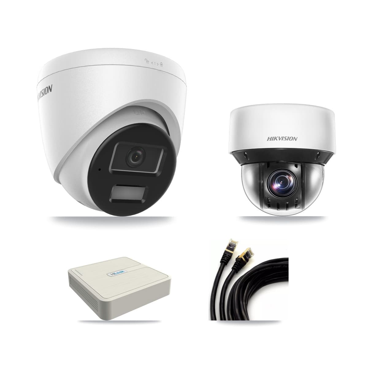 Hikvision & HiLook 8-Channel 4MP CCTV Kit — 1 DS-2CD1343G2 Turret + 1 DS-2DE4A425IW PTZ Cameras + 3TB Recording - Image 1