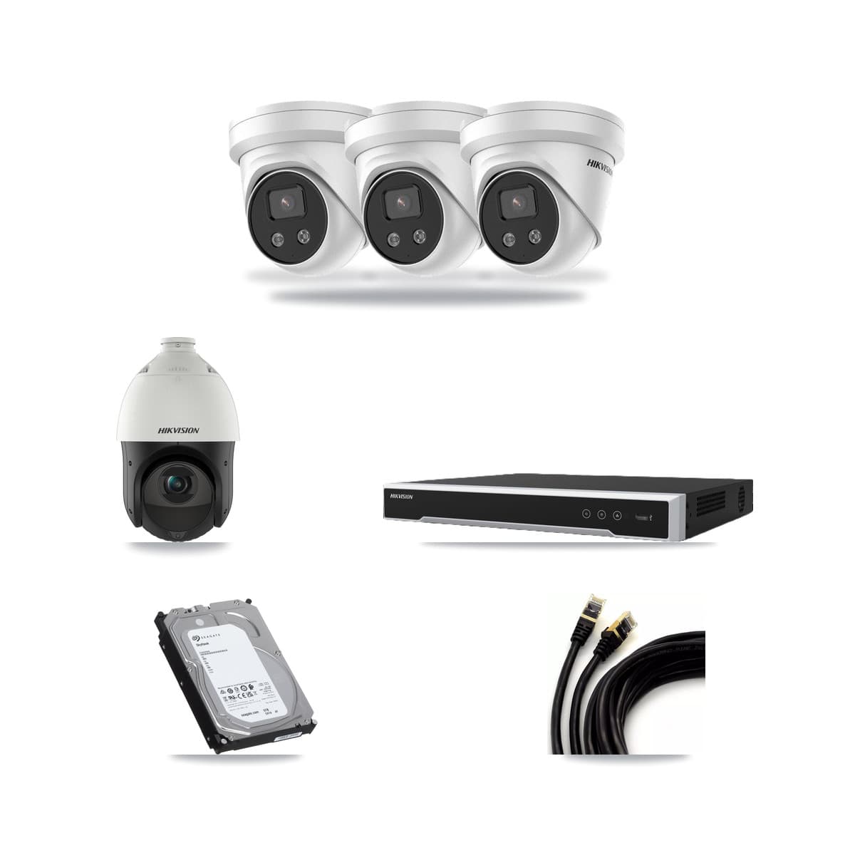 Hikvision 8-Channel 4MP – 5MP CCTV Kit — 3 5MP Turret + 1 4MP PTZ Cameras + 6TB Recording - Image 1