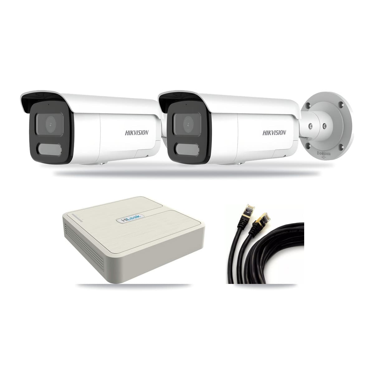Hikvision & HiLook 8-Channel 4MP CCTV Kit — 2 Bullet Cameras + 3TB Recording (NVR-108H-D Recorder) - Image 1