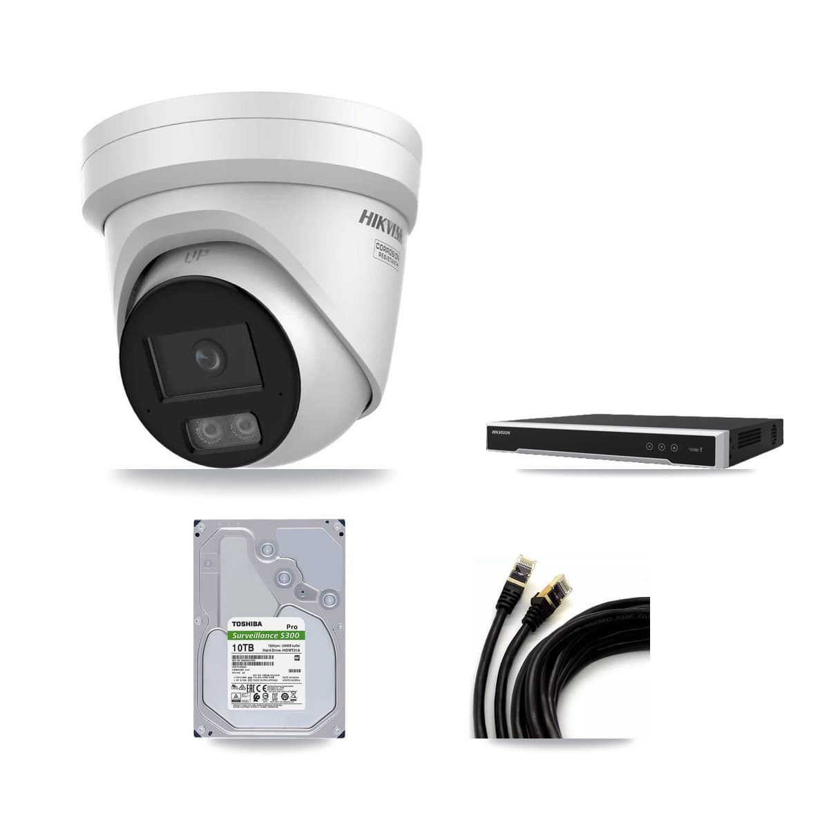 Hikvision 16-Channel 4K CCTV Kit — 4 DS-2CD2387G3 Turret Cameras + 10TB Recording