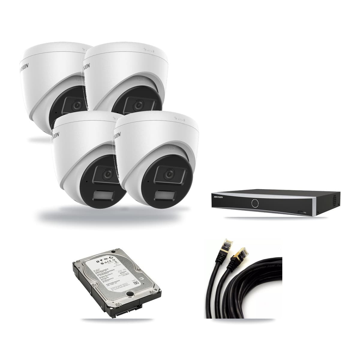 Hikvision 4-Channel 4MP CCTV Kit — 4 DS-2CD1343G2 Turret Cameras + 5TB Recording - Image 1