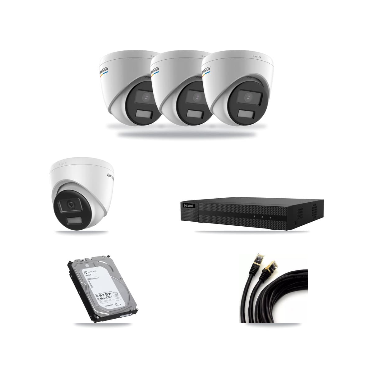 Hikvision & HiLook 8-Channel 2MP – 4K CCTV Kit — 3 2MP + 1 4K Turret Cameras + 6TB Recording - Image 1