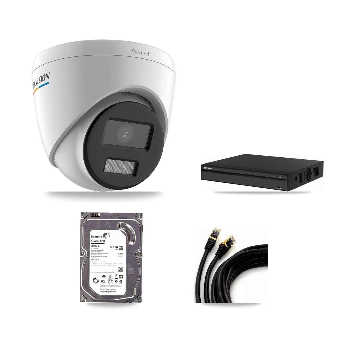 Hikvision & Prolux 4-Channel 2MP CCTV Kit — 3 Turret Cameras + 2TB Recording