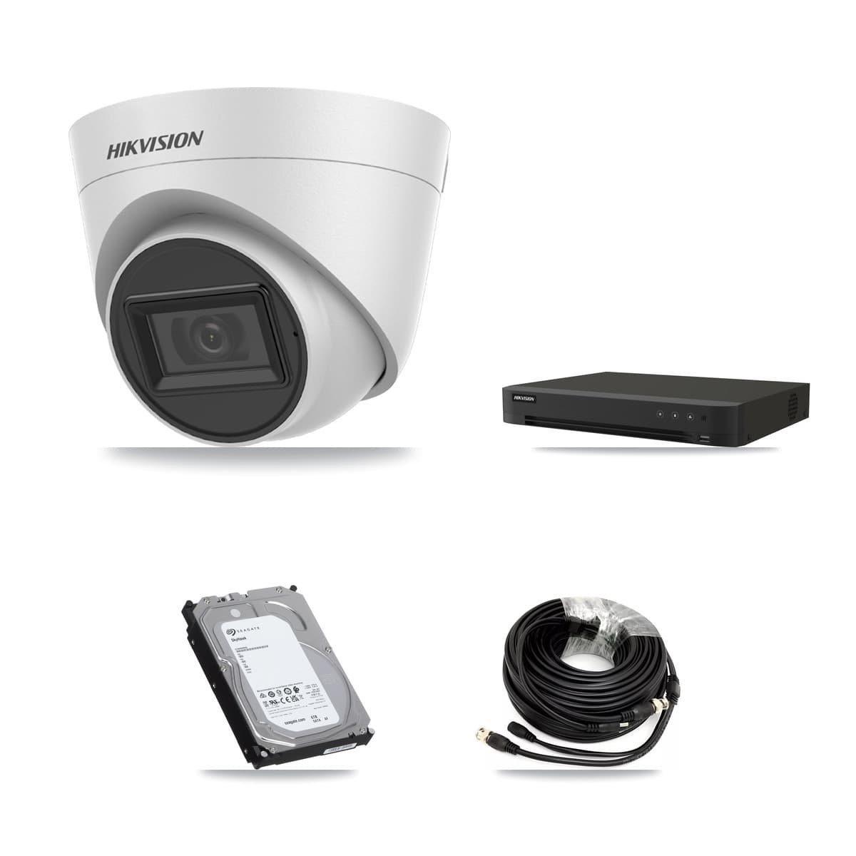 Hikvision 16-Channel 5MP CCTV Kit — 2 White Turret Cameras + 6TB Recording