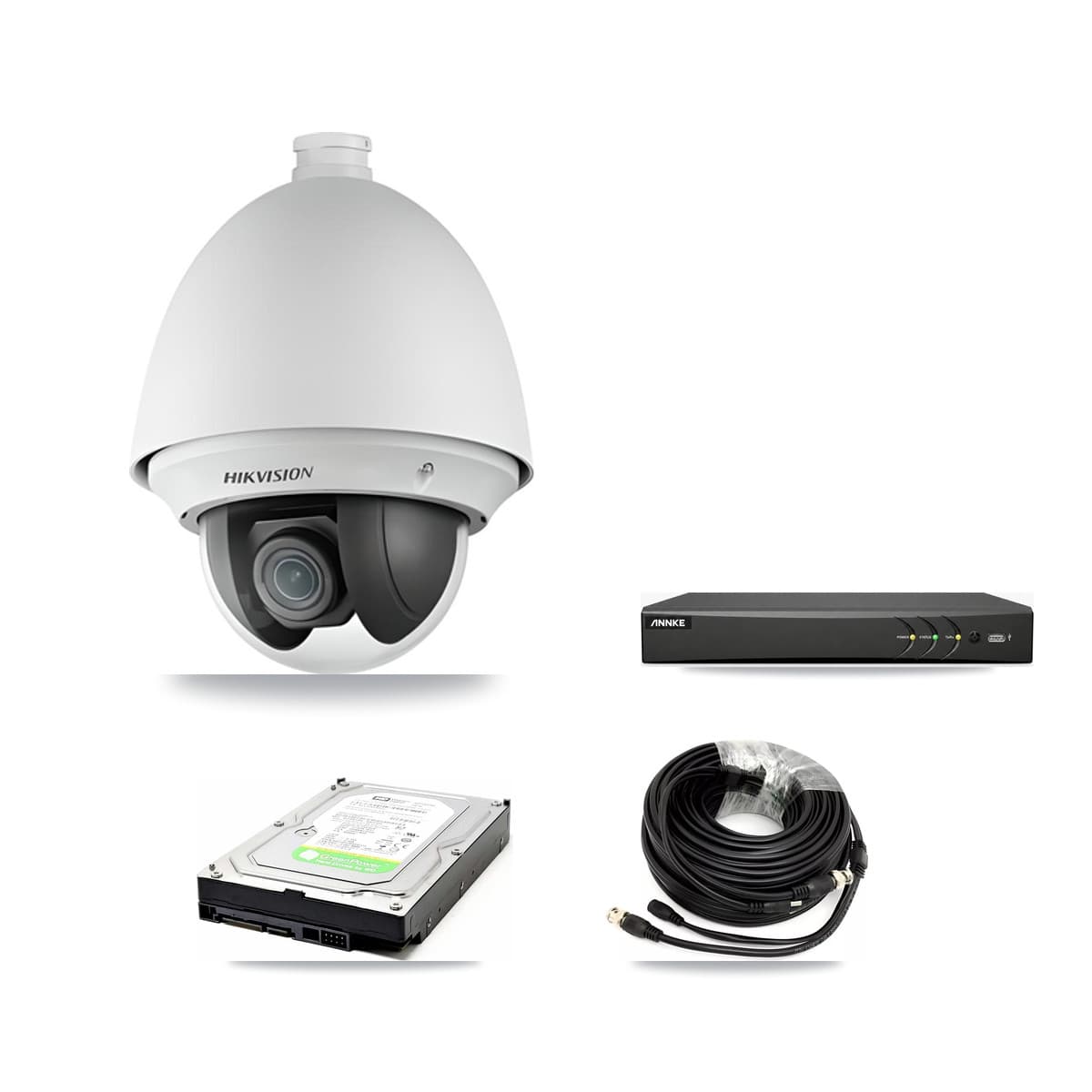 Hikvision & ANNKE 4-Channel 2MP CCTV Kit — 2 DS-2AE4225T PTZ Cameras + 1TB Recording