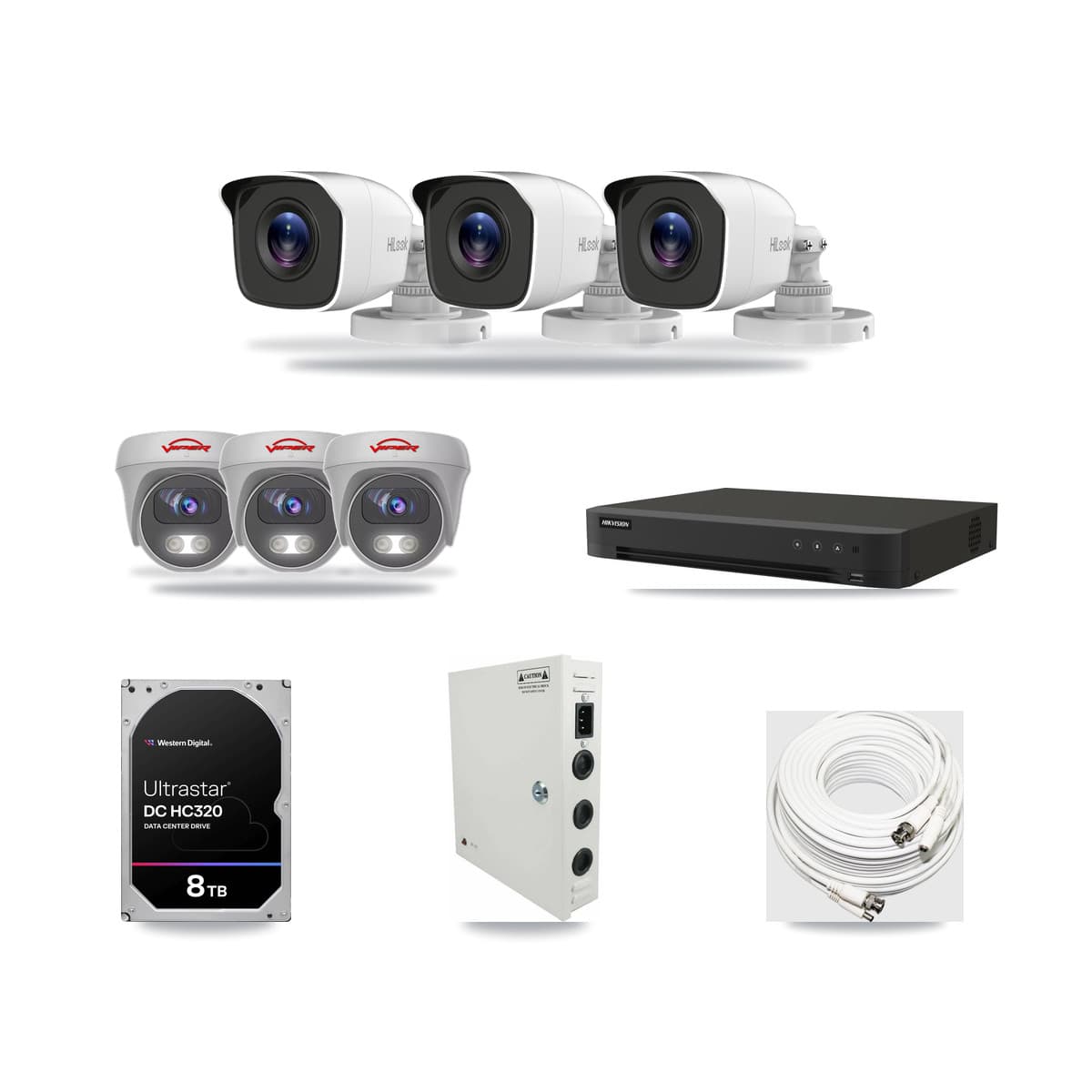 16-Channel 4MP – 5MP CCTV Kit — 3 4MP Bullet + 3 5MP Cameras + 8TB Recording - Image 1