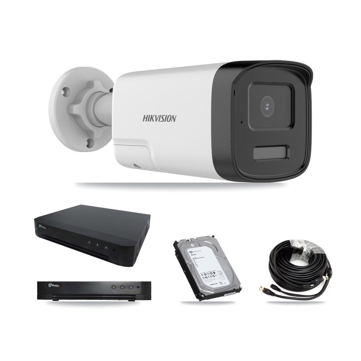 Hikvision & Prolux 16-Channel 5MP CCTV Kit — 8 DS-2CE17K0T Bullet Cameras + 6TB Recording