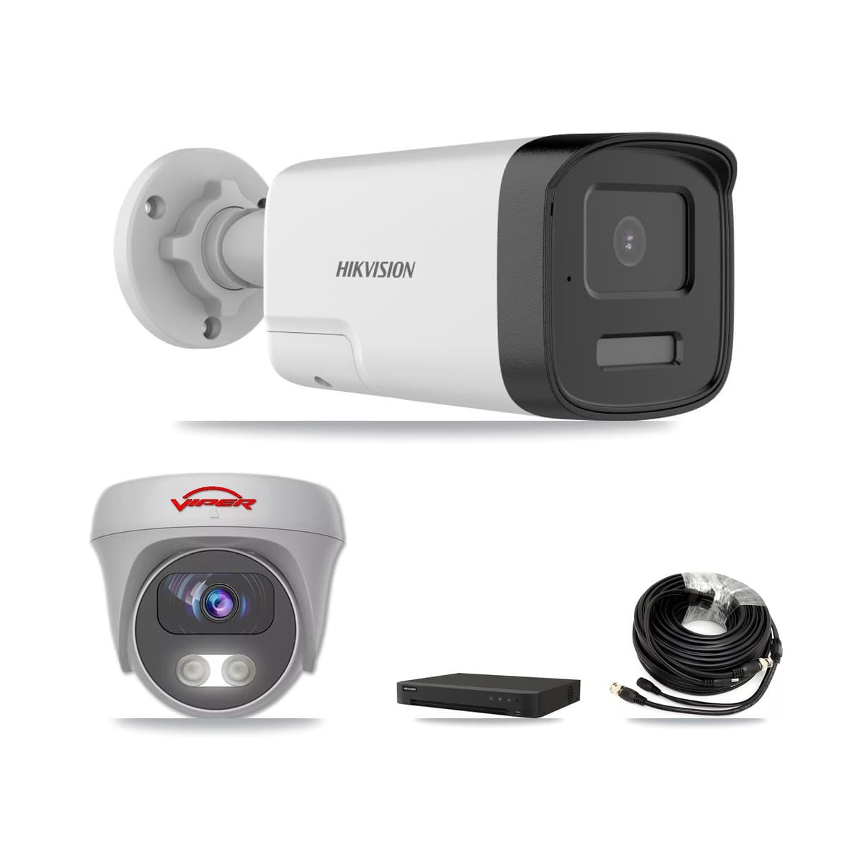 Hikvision & Viper 16-Channel 5MP CCTV Kit — 5 DS-2CE17K0T Bullet + 1 White VIPER-5MP-3K Cameras + 8TB Recording (IDS-7216HQHI Recorder) - Image 1