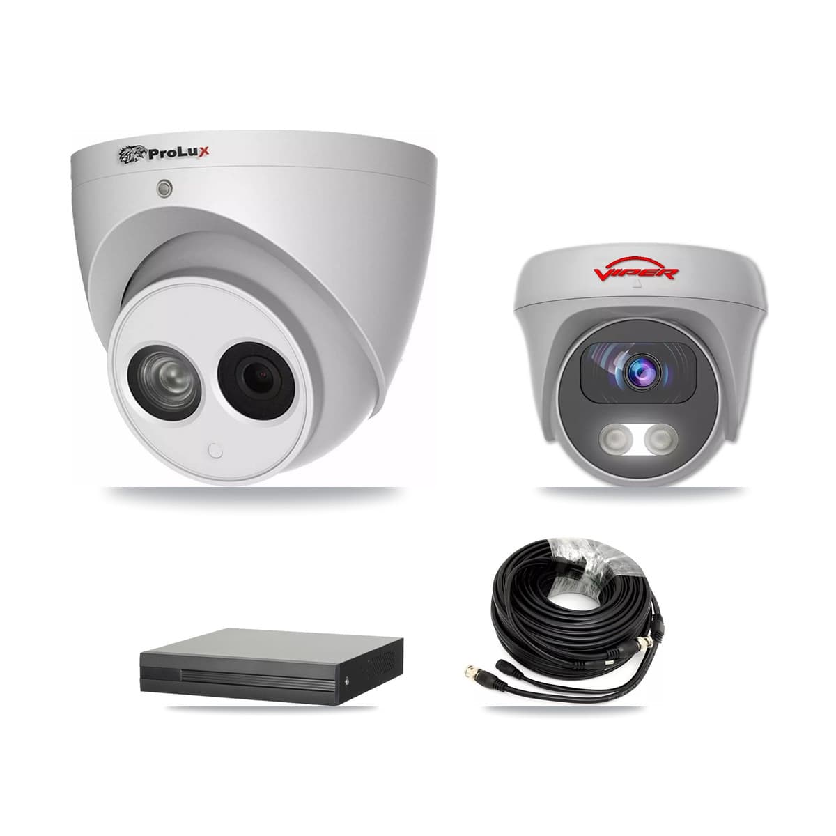 Prolux & Viper 4-Channel 4MP – 5MP CCTV Kit — 1 4MP Turret + 1 5MP Cameras + 3TB Recording
