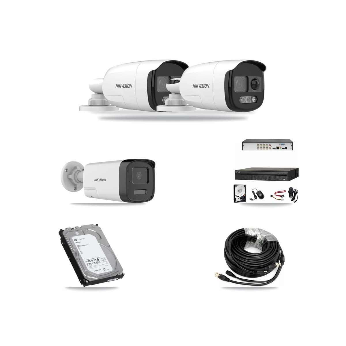 Hikvision & Dahua 8-Channel 5MP CCTV Kit — 2 DS-2CE12KF3T + 1 DS-2CE17K0T Bullet Cameras + 6TB Recording - Image 1