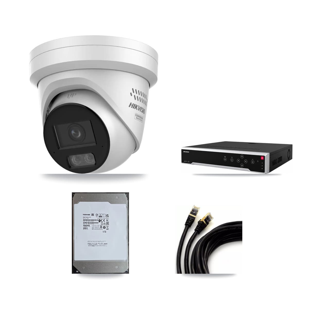 Hikvision 32-Channel 4MP CCTV Kit — 8 DS-2CD2347G3 Turret Cameras + 14TB Recording