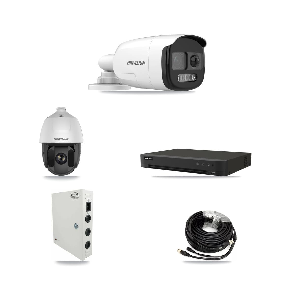 Hikvision 16-Channel 2MP – 5MP CCTV Kit — 1 DS-2AE5225TI 2MP PTZ + 5 DS-2CE12KF3T 5MP Bullet Cameras + 8TB Recording - Image 1