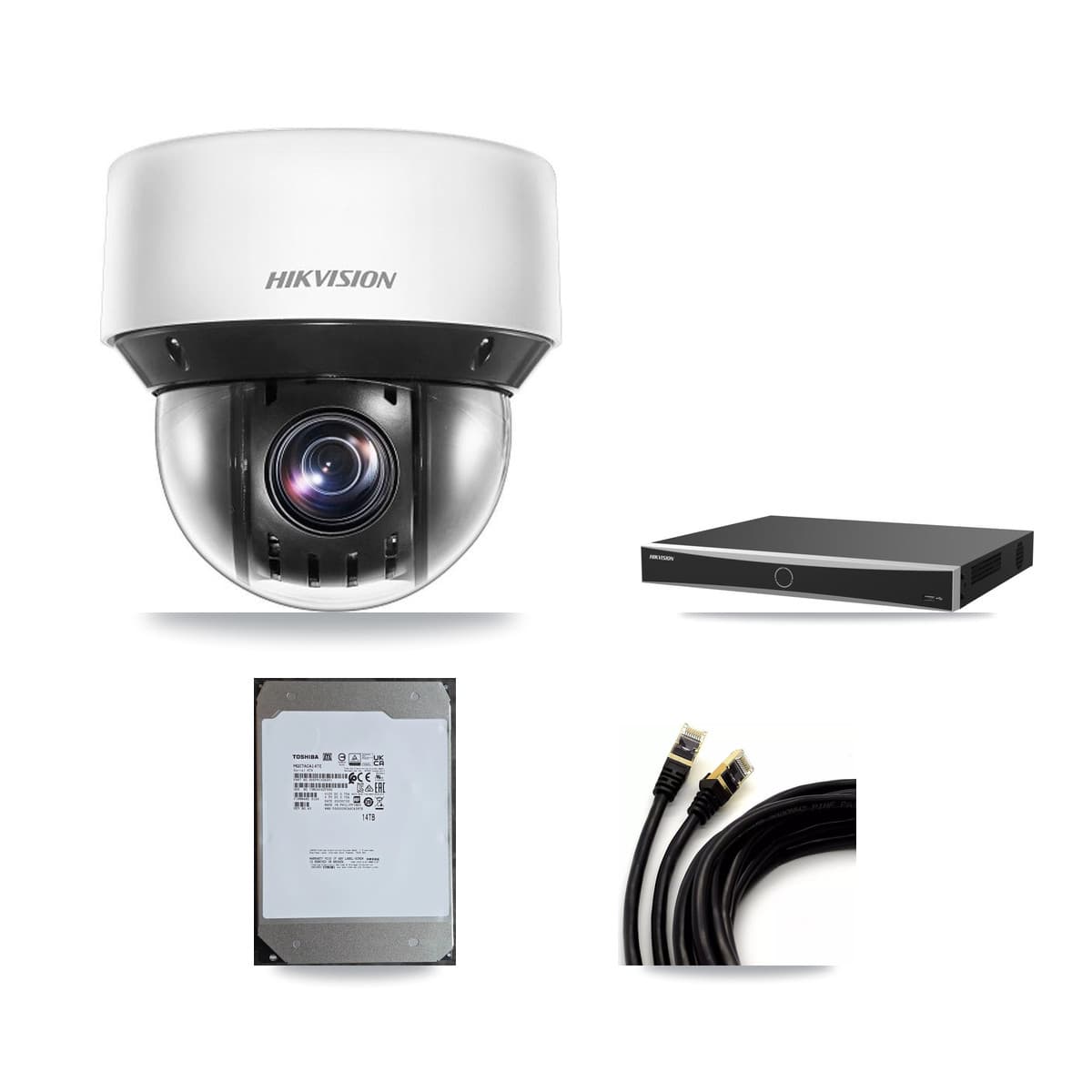 Hikvision 16-Channel 4MP CCTV Kit — 16 DS-2DE4A425IW PTZ Cameras + 2× 14TB Recording (DS-7616NXI Recorder)