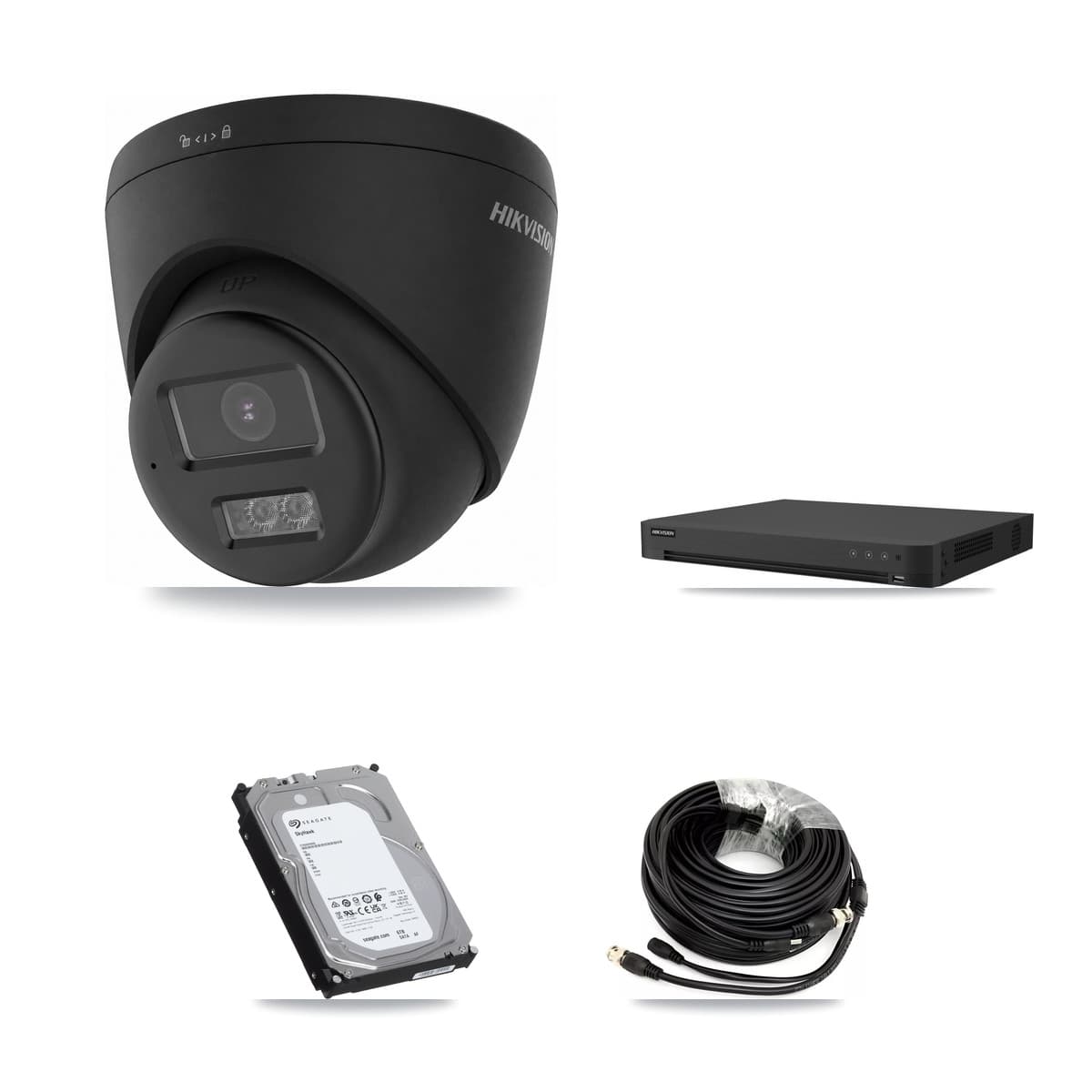 Hikvision 16-Channel 4K CCTV Kit — 2 Black DS-2CE78U0T Turret Cameras + 6TB Recording
