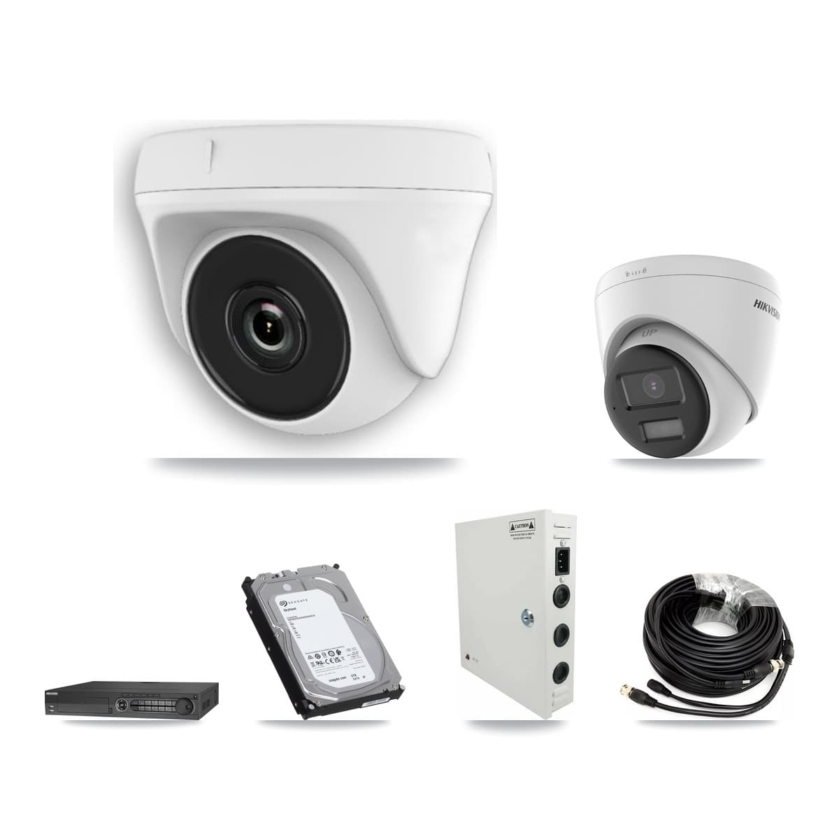 Hikvision 32-Channel 2MP – 4K CCTV Kit — 5 4K Turret + 12 White 2MP Dome Cameras + 3× 6TB Recording