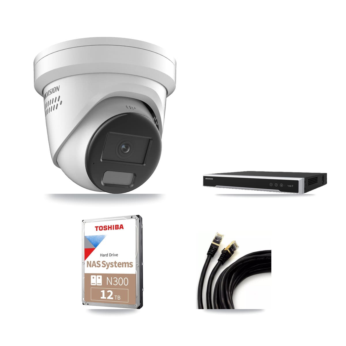 Hikvision 16-Channel 4K CCTV Kit — 9 DS-2CD2387G2H Turret Cameras + 2× 12TB Recording (DS-7616NI-M2 Recorder)