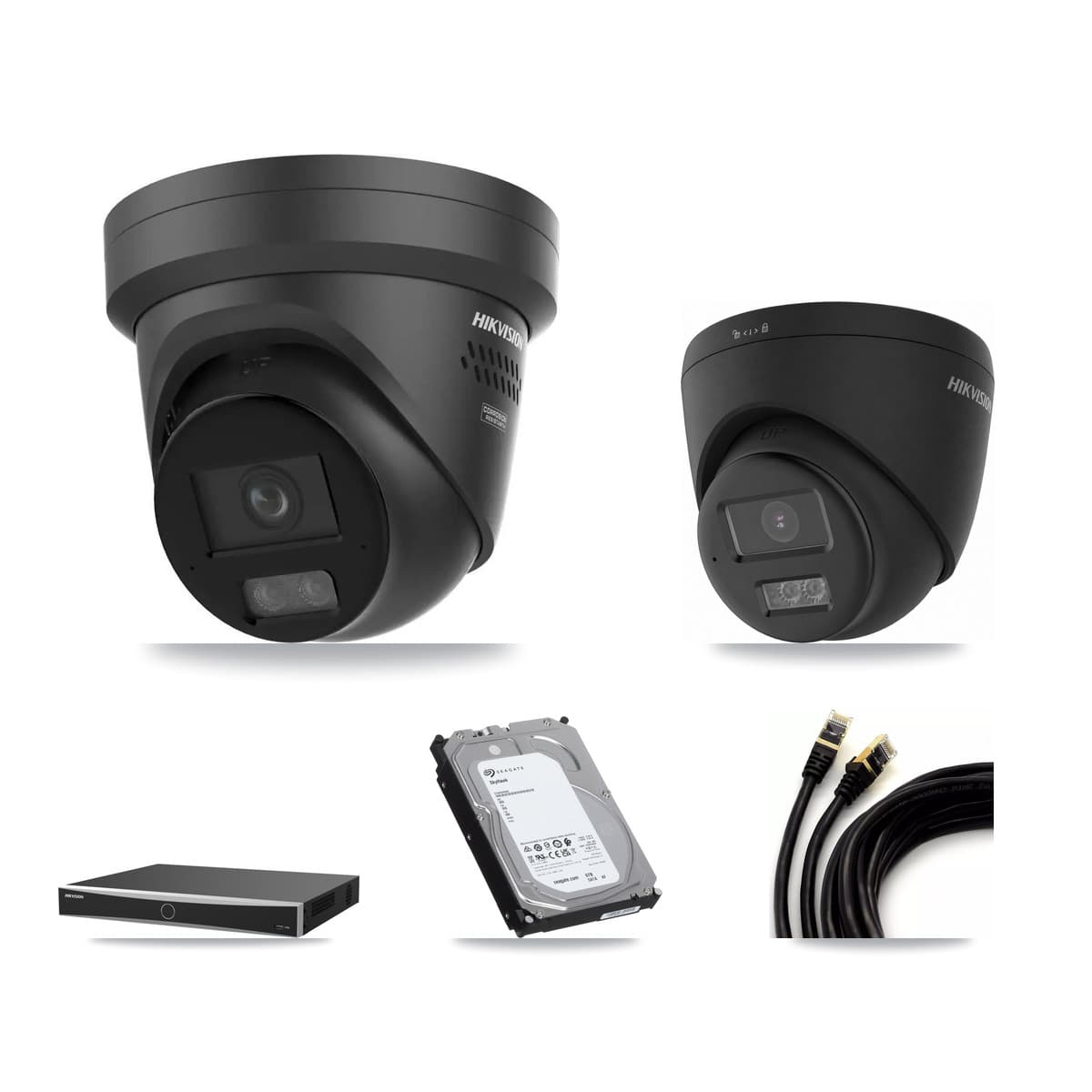 Hikvision 16-Channel 4K CCTV Kit — 1 Black DS-2CD1383G2 + 2 Black DS-2CD2387G3 Turret Cameras + 6TB Recording - Image 1