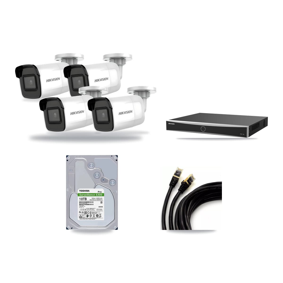 Hikvision 16-Channel 4K CCTV Kit — 4 Bullet Cameras + 10TB Recording (DS-7616NXI Recorder) - Image 1