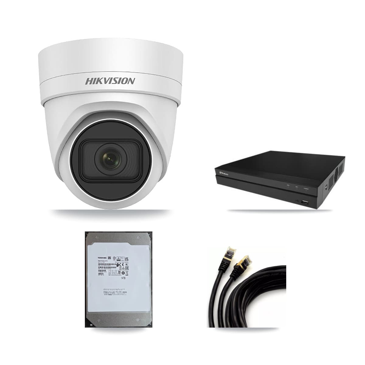 Hikvision & Prolux 16-Channel 4MP CCTV Kit — 11 DS-2CD2H45FWD Turret Cameras + 14TB Recording