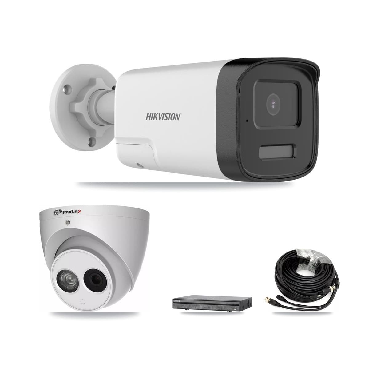 8-Channel 4MP – 5MP CCTV Kit — 5 DS-2CE17K0T 5MP Bullet + 1 PXC-612C4W-A 4MP Turret Cameras + 8TB Recording (DH-XVR5108H Recorder)