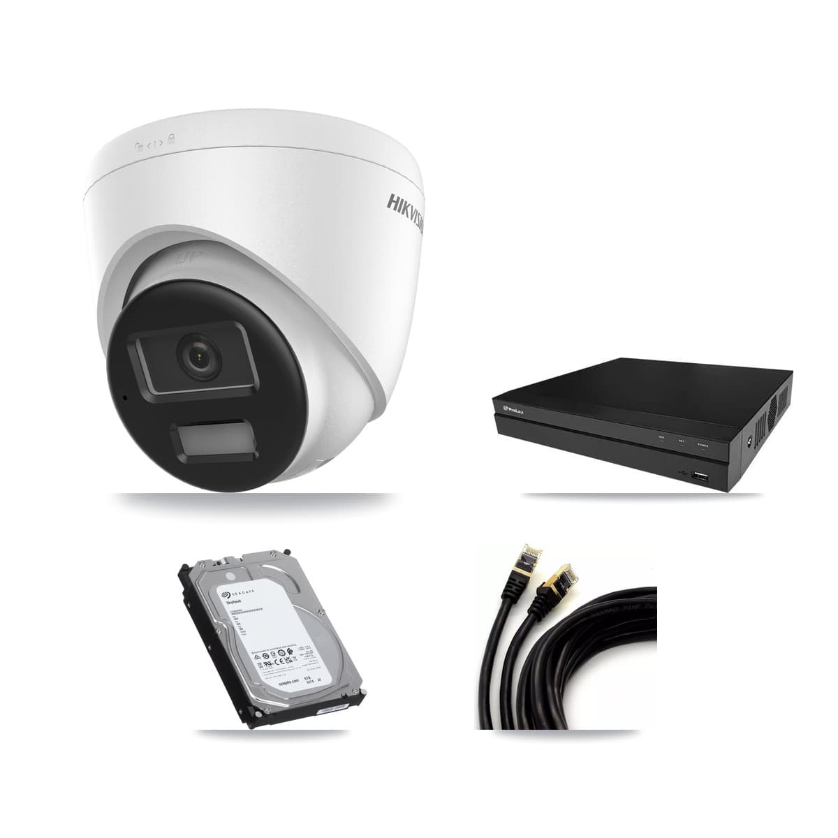 Hikvision & Prolux 8-Channel 4K CCTV Kit — 4 DS-2CD1383G2-LIU Turret Cameras + 6TB Recording (PXN-2108HS-8P-4K Recorder)