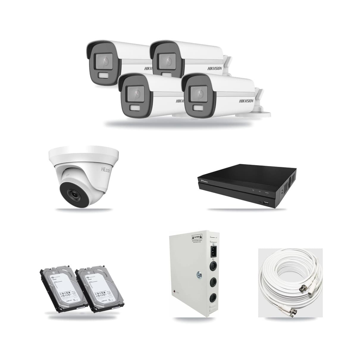 8-Channel 4MP – 4K CCTV Kit — 4 4K Bullet + 1 4MP Turret Cameras + 2× 6TB Recording - Image 1