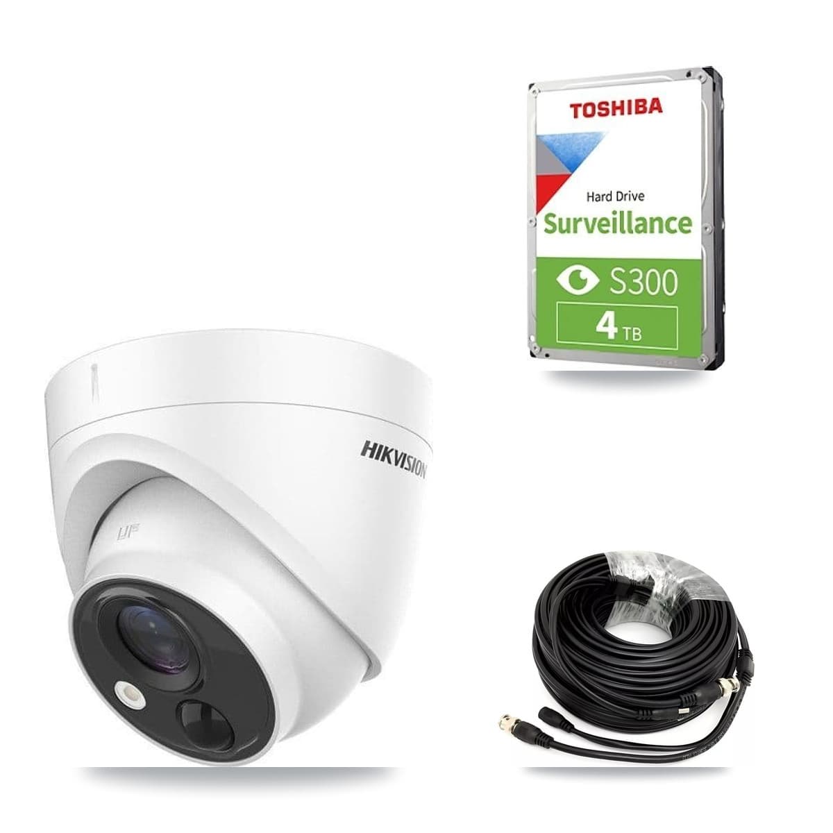 Hikvision 32-Channel 5MP CCTV Kit — 3 DS-2CE71H0T Turret Cameras + 4TB Recording (DS-7332HQHI Recorder)