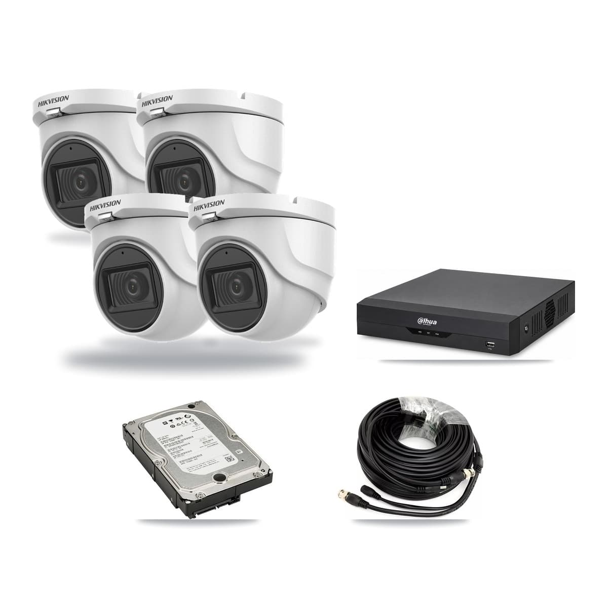 Hikvision & Dahua 4-Channel 5MP CCTV Kit — 4 Turret Cameras + 5TB Recording - Image 1