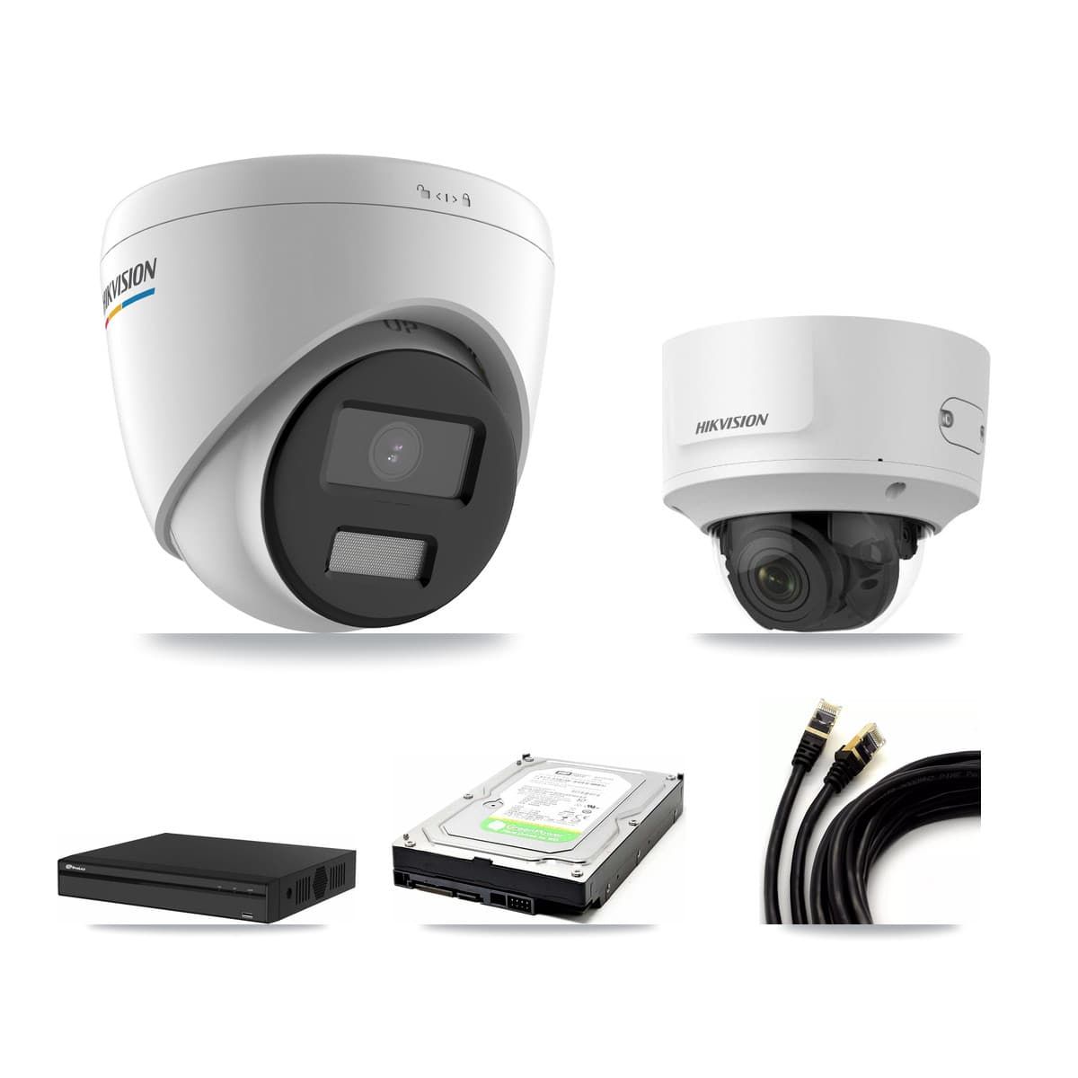 Hikvision & Prolux 4-Channel 2MP CCTV Kit — 1 Turret + 1 Dome Cameras + 1TB Recording