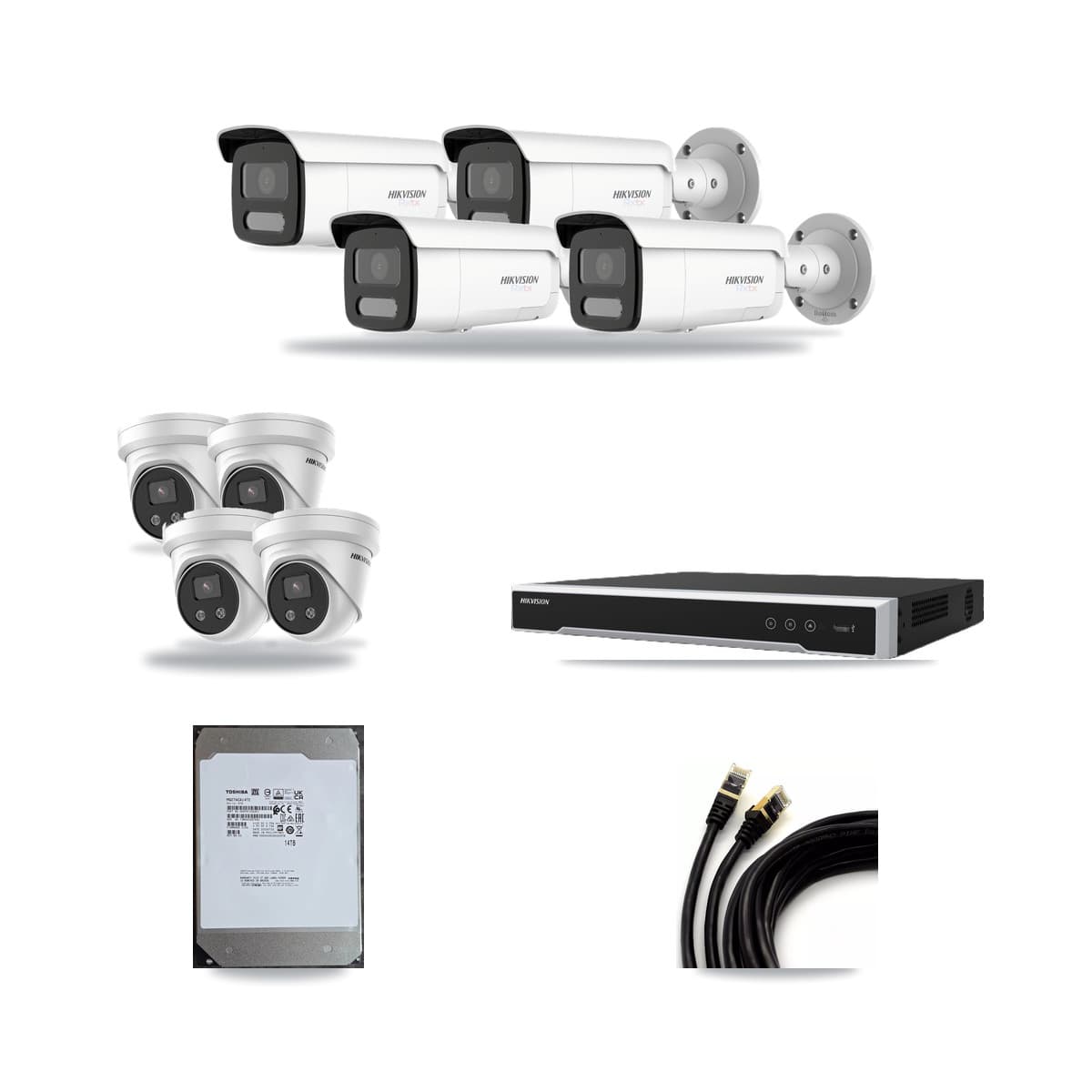 Hikvision 8-Channel 5MP – 4K CCTV Kit — 4 4K Bullet + 4 5MP Turret Cameras + 14TB Recording - Image 1