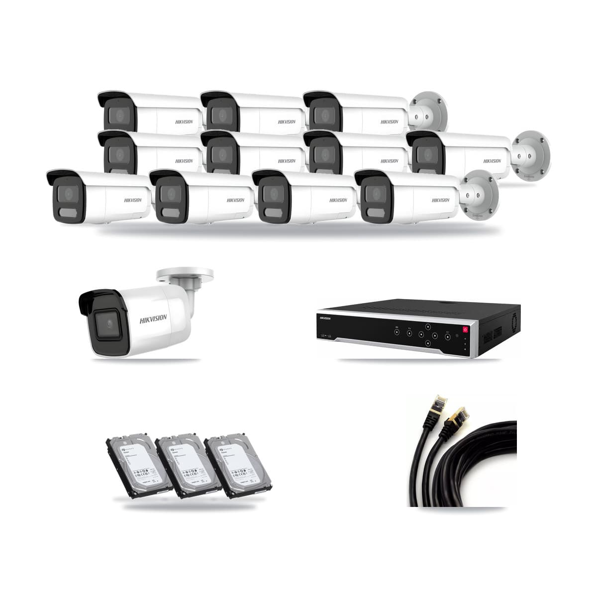 Hikvision 32-Channel 4MP – 4K CCTV Kit — 1 4K + 11 4MP Bullet Cameras + 3× 6TB Recording - Image 1