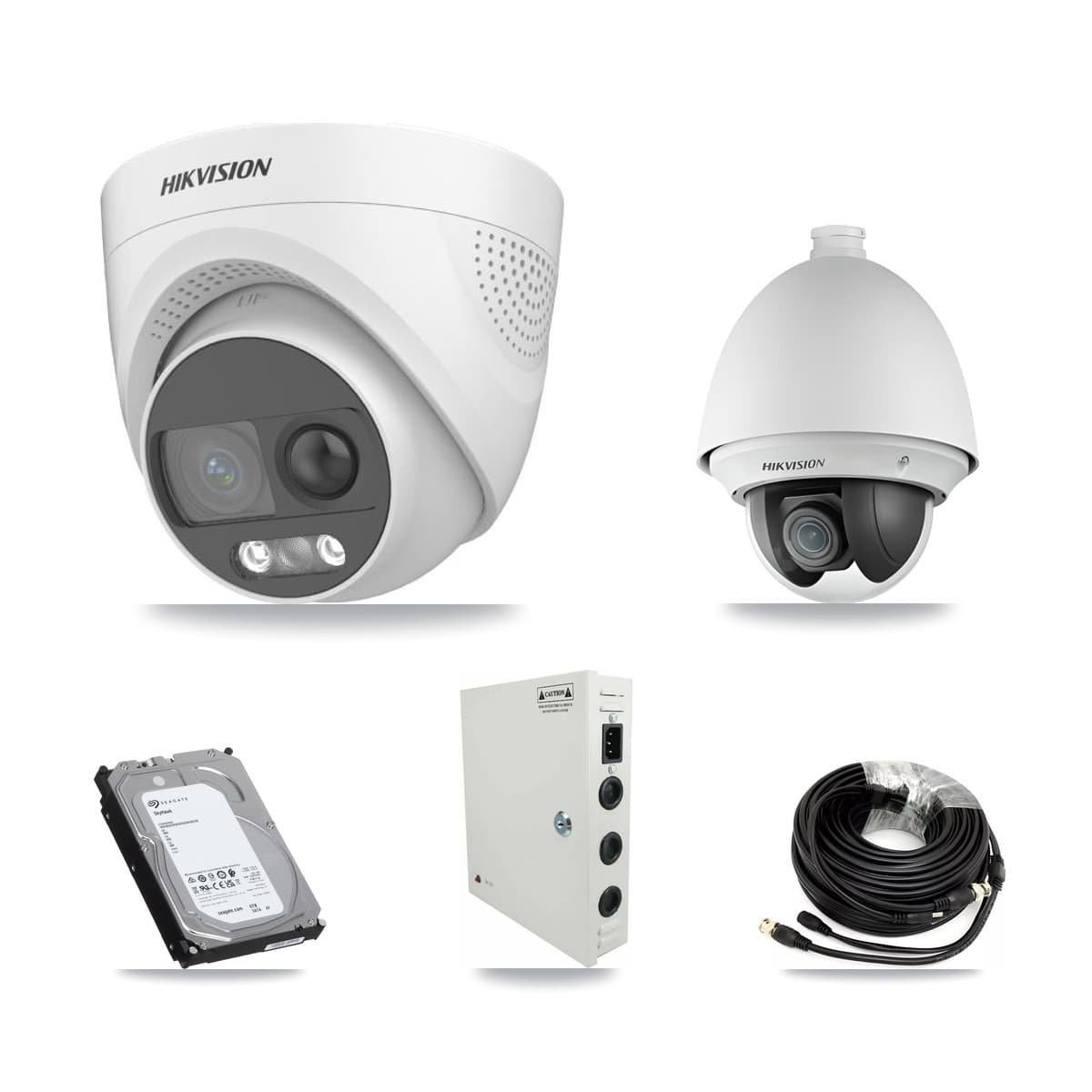 Hikvision 32-Channel 2MP – 5MP CCTV Kit — 1 DS-2AE4225T 2MP PTZ + 12 DS-2CE72KF3T 5MP Turret Cameras + 3× 6TB Recording