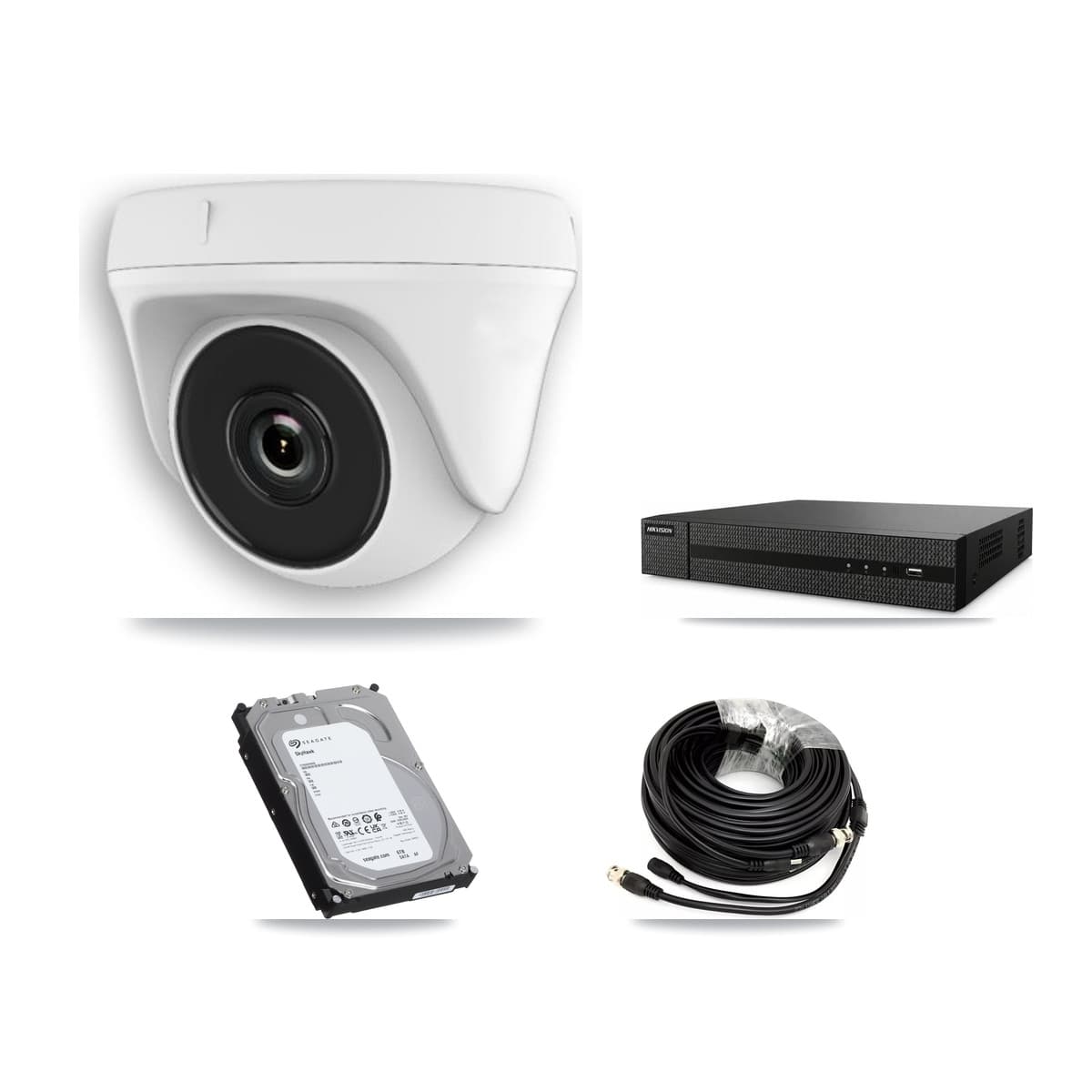Hikvision 8-Channel 2MP – 4K CCTV Kit — 1 4K Bullet + 5 White 2MP Dome Cameras + 6TB Recording (DVR-8CH Recorder)