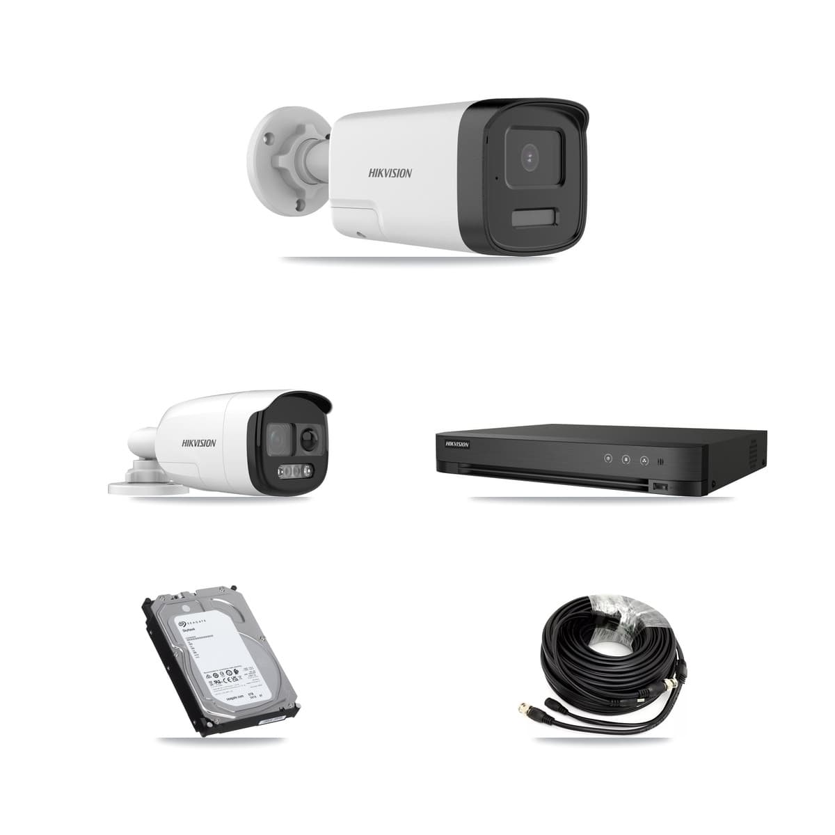 Hikvision 4-Channel 5MP CCTV Kit — 1 DS-2CE12KF3T + 3 DS-2CE17K0T Bullet Cameras + 6TB Recording (IDS-7204HUHI Recorder)