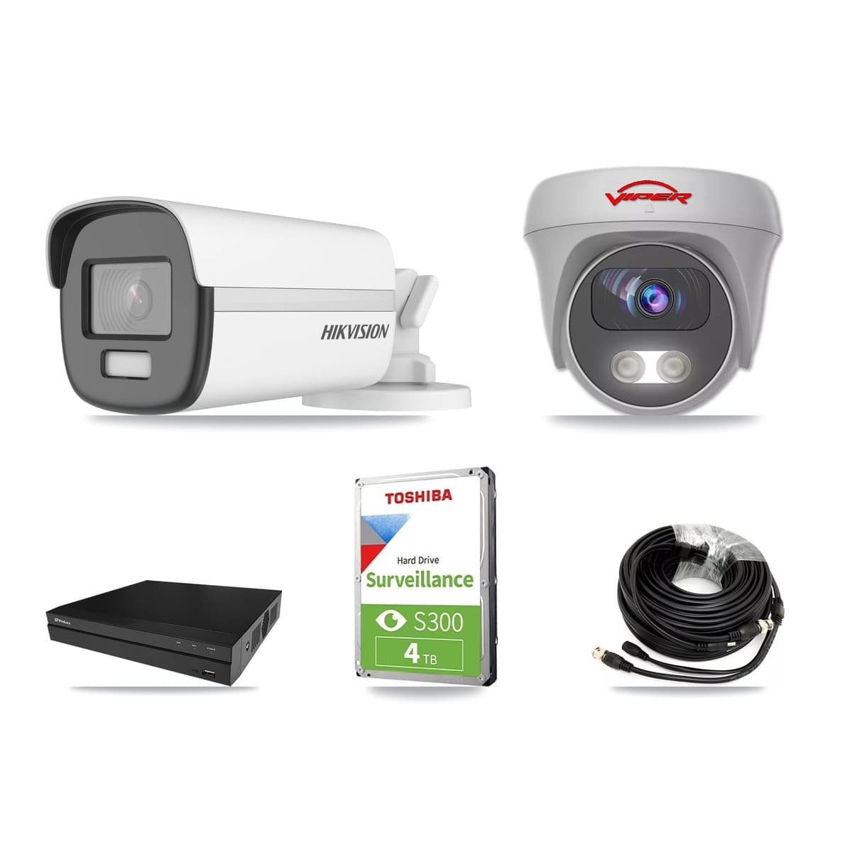 8-Channel 5MP – 4K CCTV Kit — 1 4K Bullet + 1 White 5MP Cameras + 4TB Recording (PXD-5208AN Recorder) - Image 1