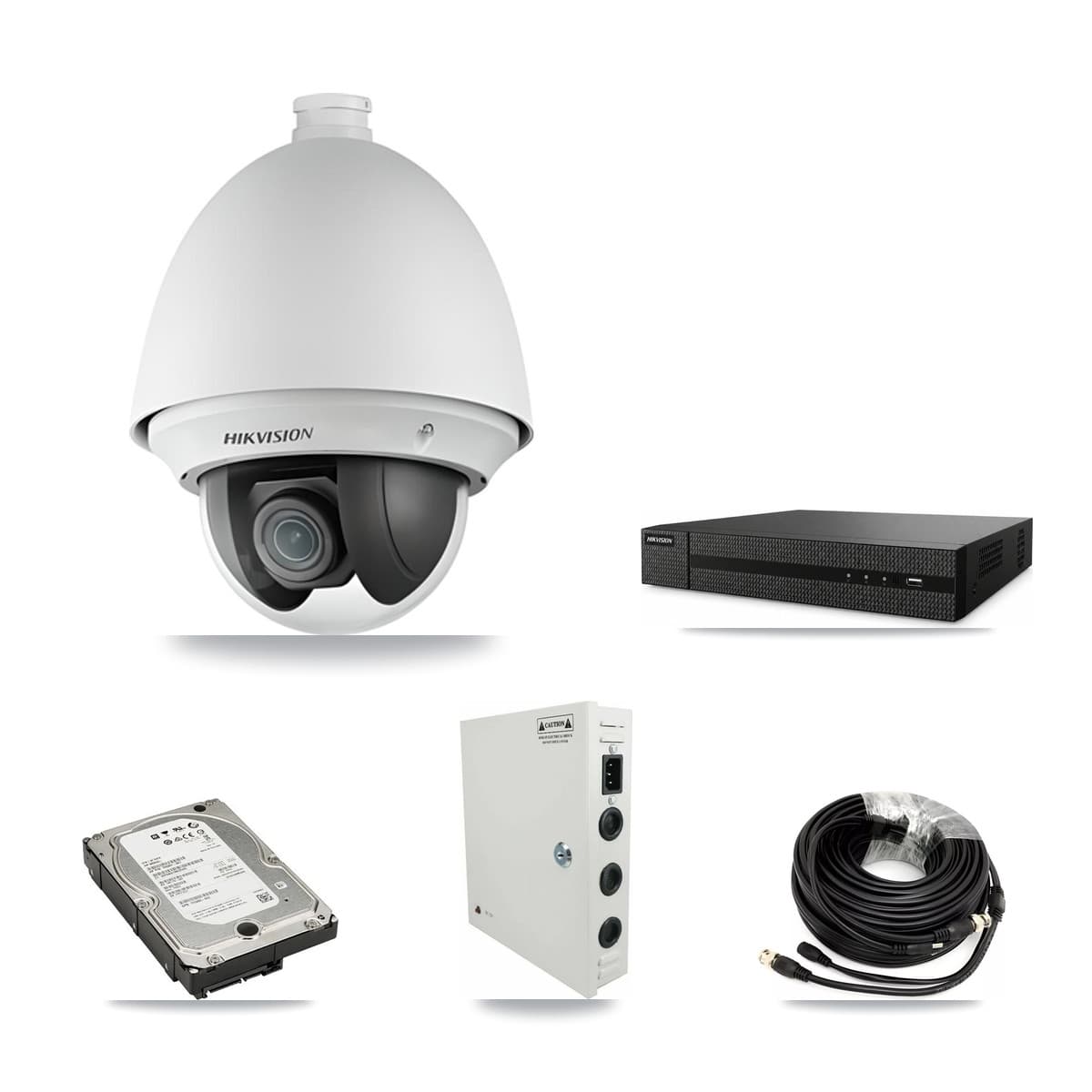 Hikvision 8-Channel 2MP CCTV Kit — 8 DS-2AE4225T PTZ Cameras + 5TB Recording (DVR-8CH Recorder)
