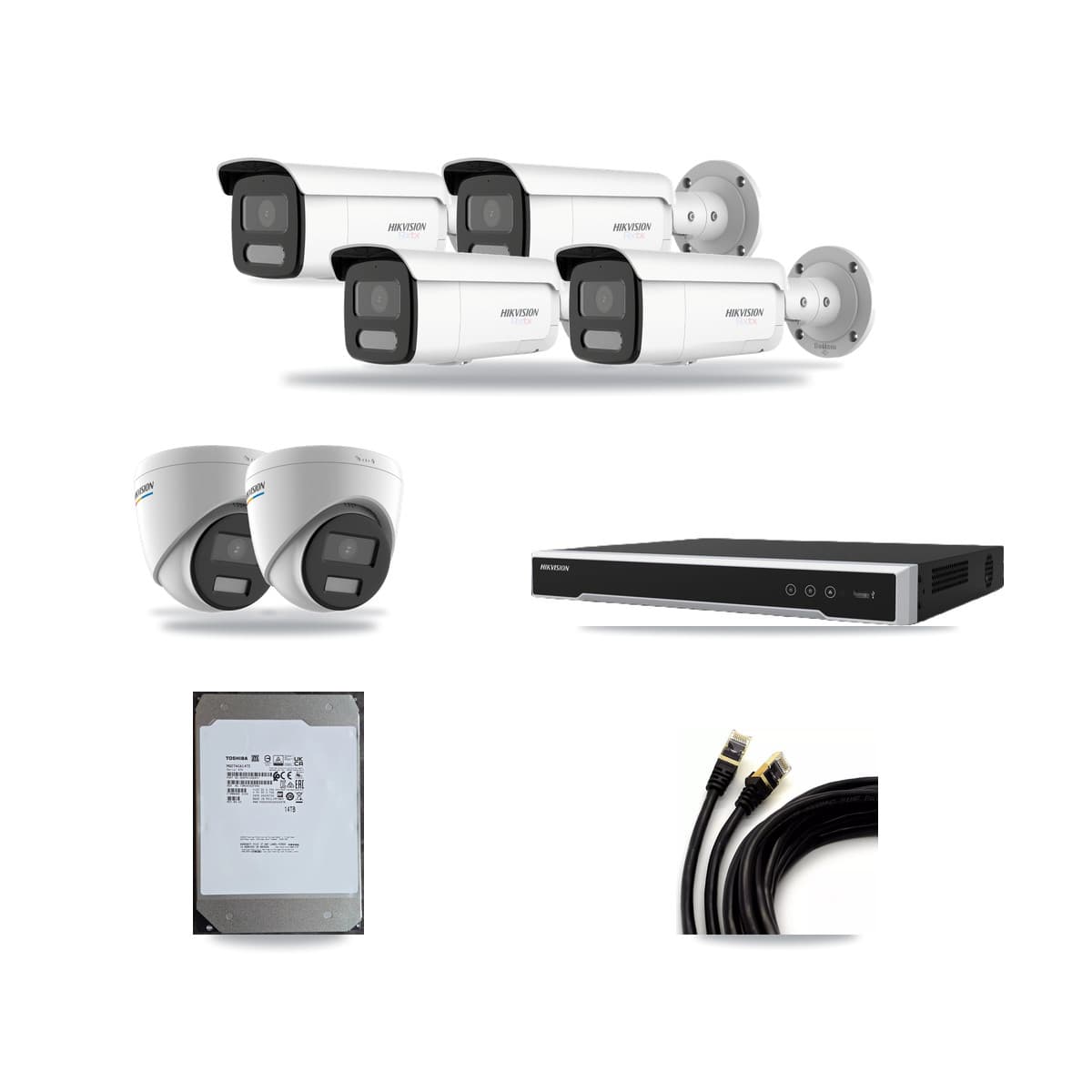 Hikvision 8-Channel 2MP – 4K CCTV Kit — 2 2MP Turret + 4 4K Bullet Cameras + 14TB Recording - Image 1
