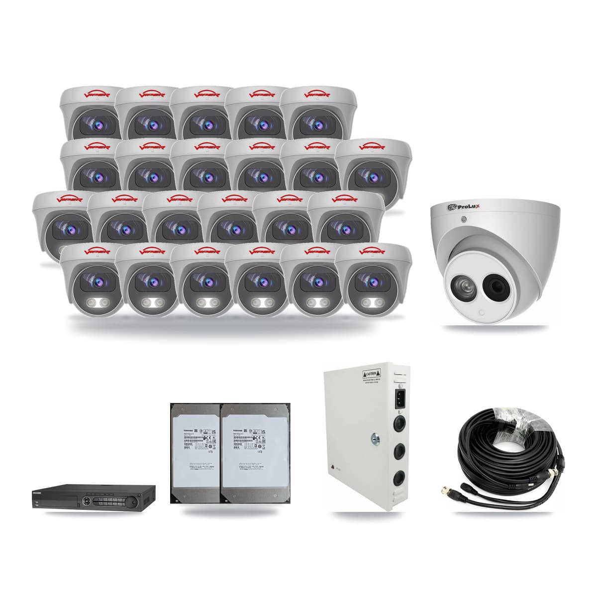 32-Channel 4MP – 5MP CCTV Kit — 1 4MP Turret + 23 5MP Cameras + 2× 14TB Recording - Image 1
