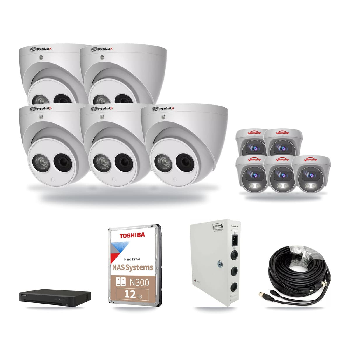 16-Channel 4MP – 5MP CCTV Kit — 5 4MP Turret + 5 5MP Cameras + 12TB Recording - Image 1