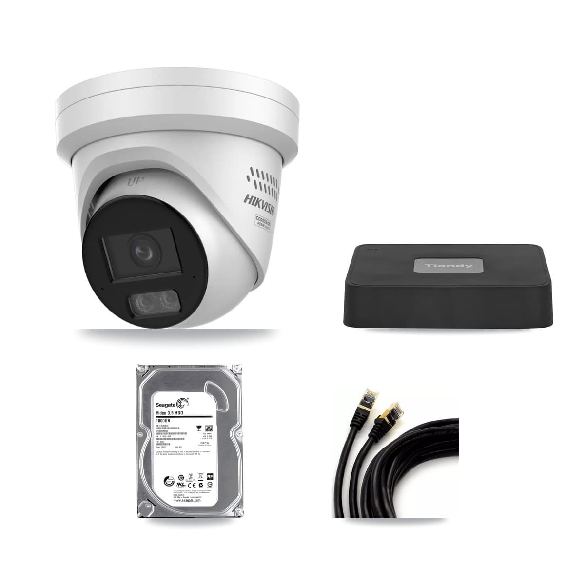 Tiandy 4-Channel 4MP CCTV Kit — 1 DS-2CD2347G3 Turret Camera + 1TB Recording - Image 1
