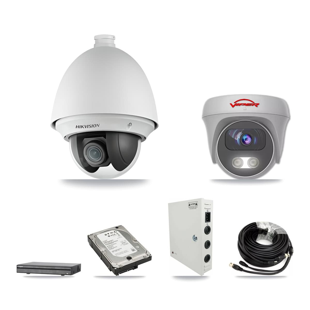 8-Channel 2MP – 5MP CCTV Kit — 5 2MP PTZ + 1 White 5MP Cameras + 5TB Recording (DH-XVR5108H Recorder) - Image 1