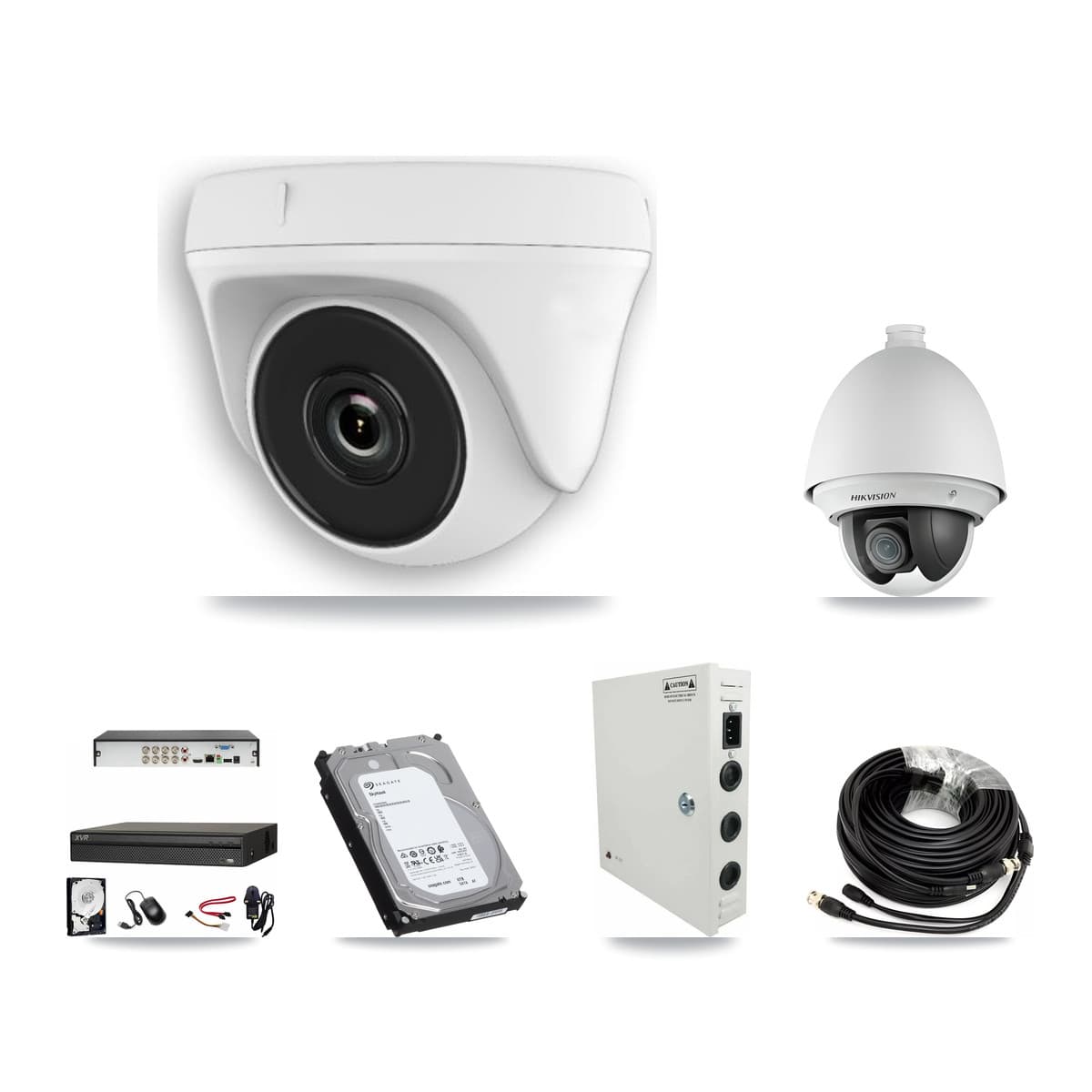 Hikvision & Dahua 8-Channel 2MP CCTV Kit — 1 PTZ + 7 Dome Cameras + 6TB Recording
