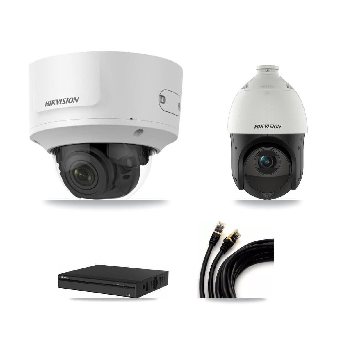 Hikvision & Prolux 4-Channel 2MP – 4MP CCTV Kit — 2 2MP Dome + 1 4MP PTZ Cameras + 3TB Recording - Image 1