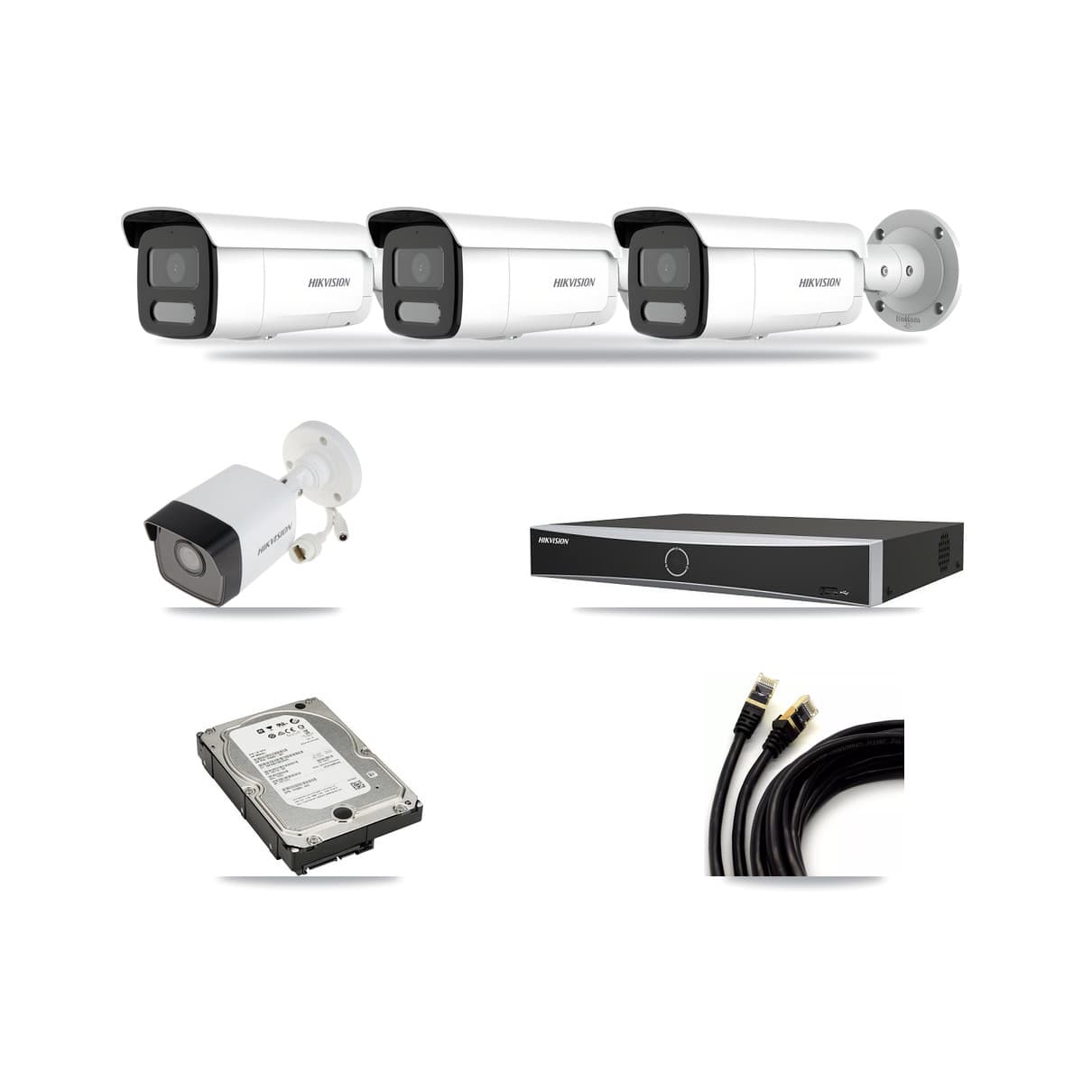 Hikvision 4-Channel 4MP – 5MP CCTV Kit — 1 5MP + 3 4MP Bullet Cameras + 5TB Recording - Image 1