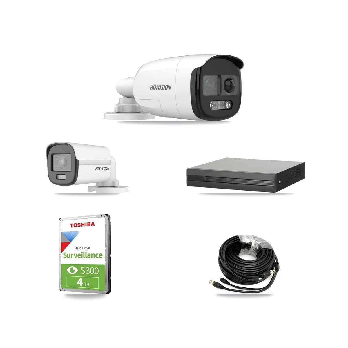 Hikvision 4-Channel 5MP CCTV Kit — 1 DS-2CE12KF0T + 2 DS-2CE12KF3T Bullet Cameras + 4TB Recording (XVR-3104HS Recorder)