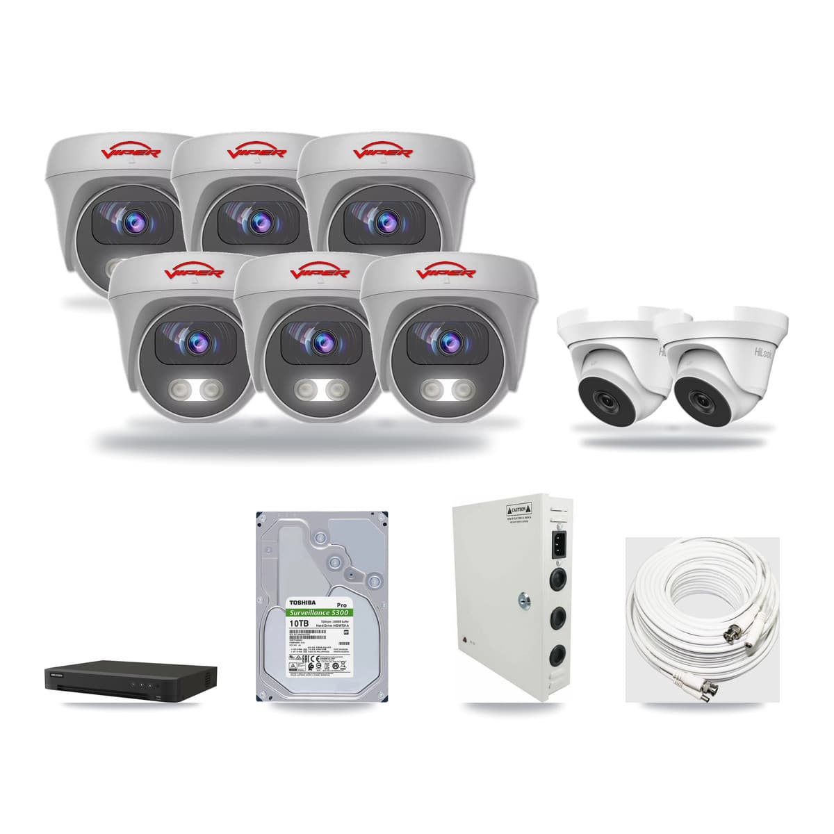 16-Channel 4MP – 5MP CCTV Kit — 2 4MP Turret + 6 5MP Cameras + 10TB Recording - Image 1