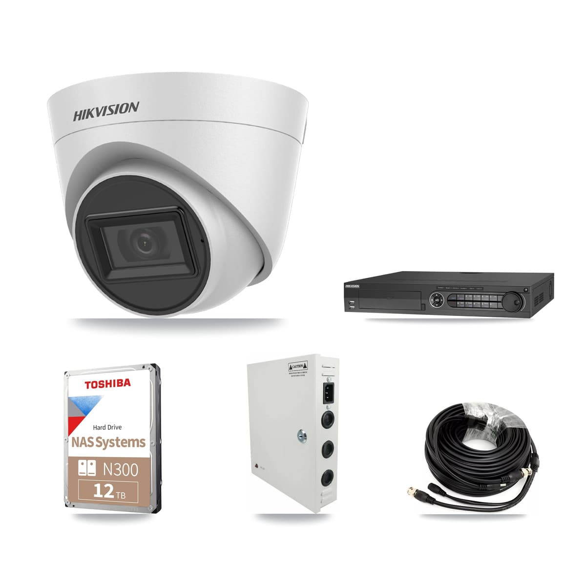 Hikvision 32-Channel 5MP CCTV Kit — 9 White Turret Cameras + 12TB Recording - Image 1