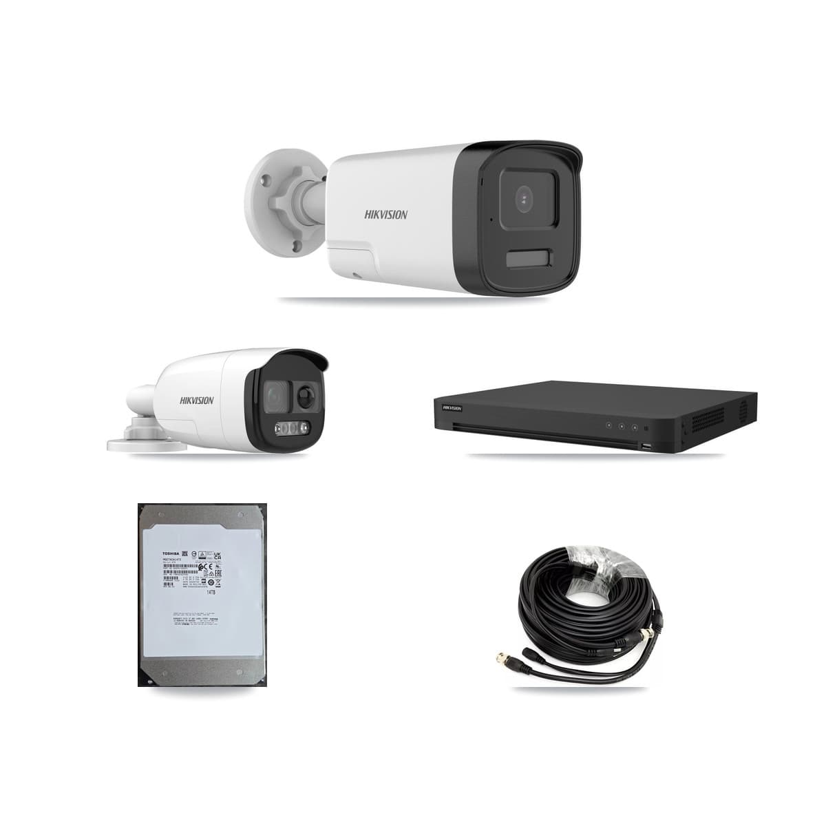 Hikvision 16-Channel 5MP CCTV Kit — 2 DS-2CE12KF3T + 6 DS-2CE17K0T Bullet Cameras + 14TB Recording